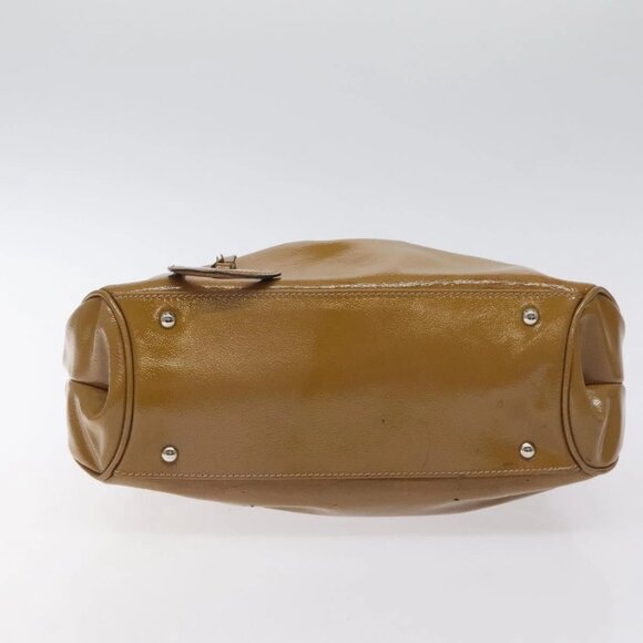 Salvatore Ferragamo Hand Bag Patent leather Brown Silver Auth BA3981 - Picture 5 of 15